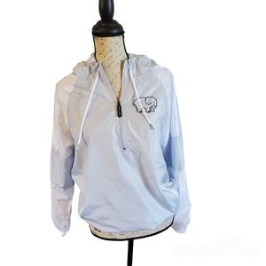 Ivory Ella windbreaker small white blue half zip hoodie pockets